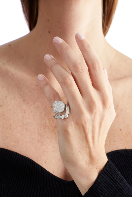 Chevalieres Signet Ring, 18k White Gold & Diamonds